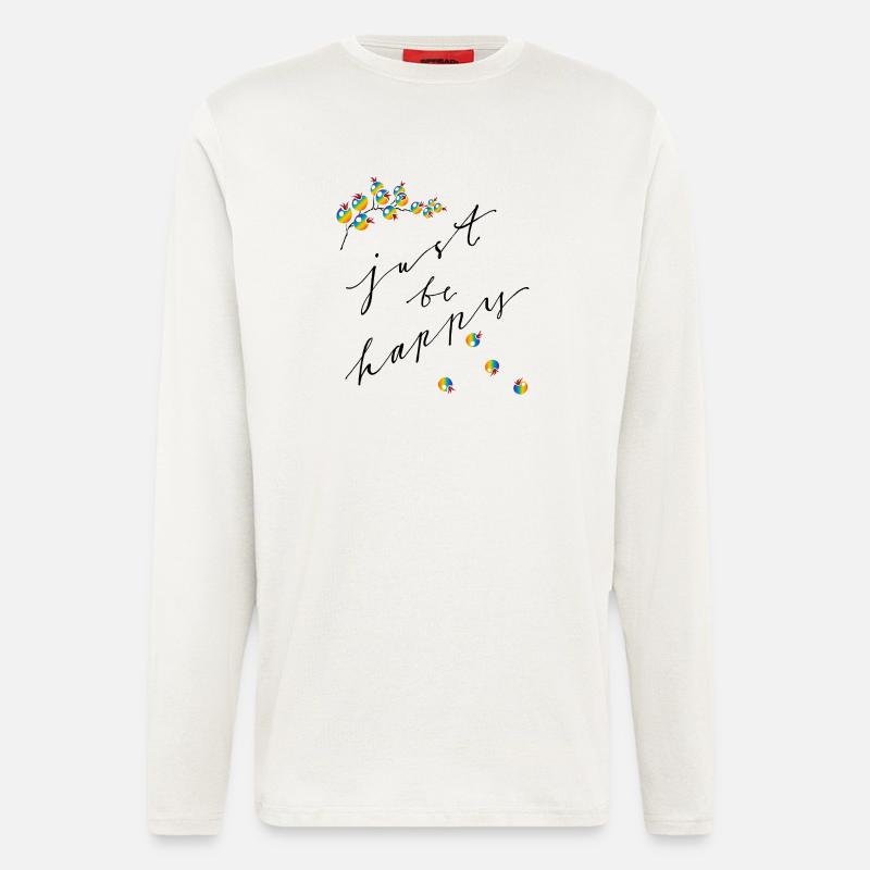 Soyez simplement heureux - Manches longues bio décontracté fabriqué en UE - OFF WHITE