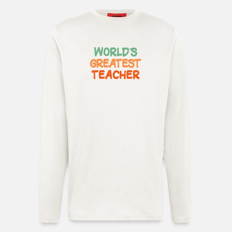 Farbenfrohe handgeschriebene Lehrer-Hommage - Langarmshirt - made by SPREAD  - OFF WHITE