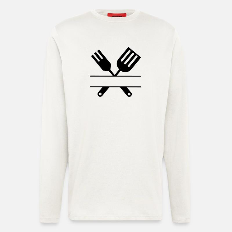 Grill-Emblem Besteck Monogramm - Langarmshirt - made by SPREAD  - OFF WHITE