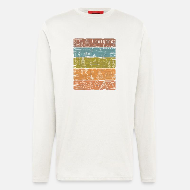 Camping Love lineart retro hell - Langarmshirt - made by SPREAD  - OFF WHITE