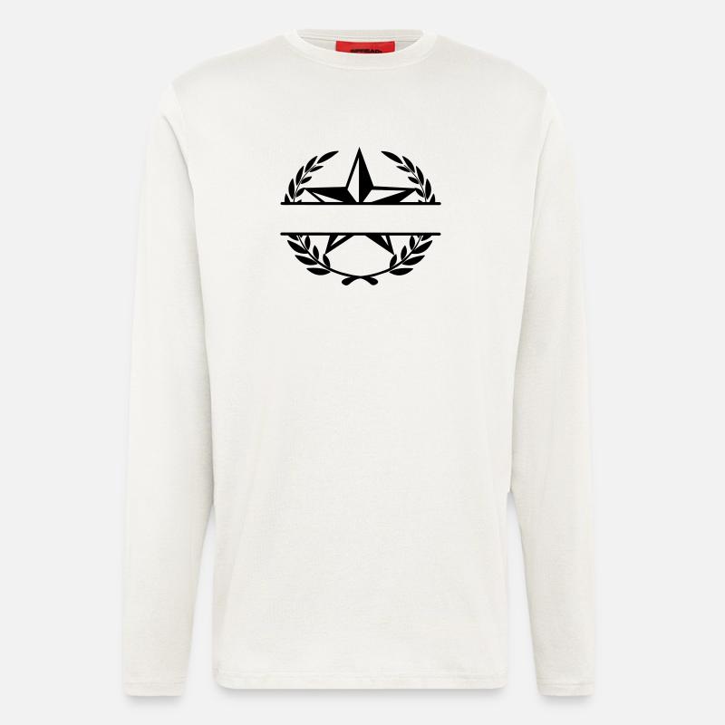 Stern im Lorbeerkranz Monogramm - Langarmshirt - made by SPREAD  - OFF WHITE