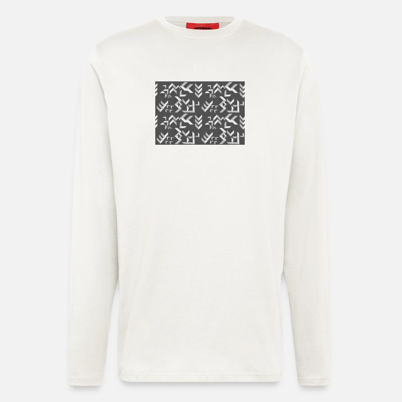 Deco pattern triangles grey-white - Longsleeve - made by SPREAD  - OFF WHITE