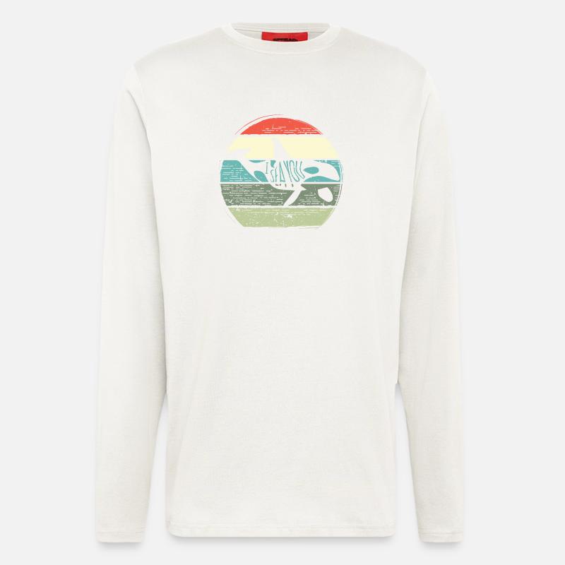 Retro Whale Sunset Circle - Langarmshirt - made by SPREAD  - OFF WHITE