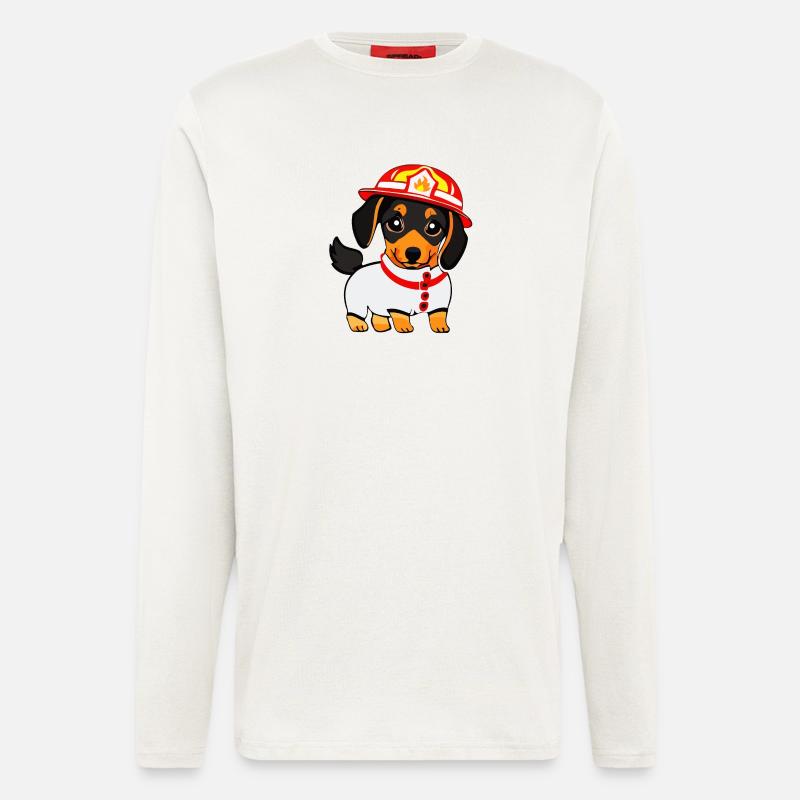 Dackel als Feuerwehrmann - Langarmshirt - made by SPREAD - OFF WHITE