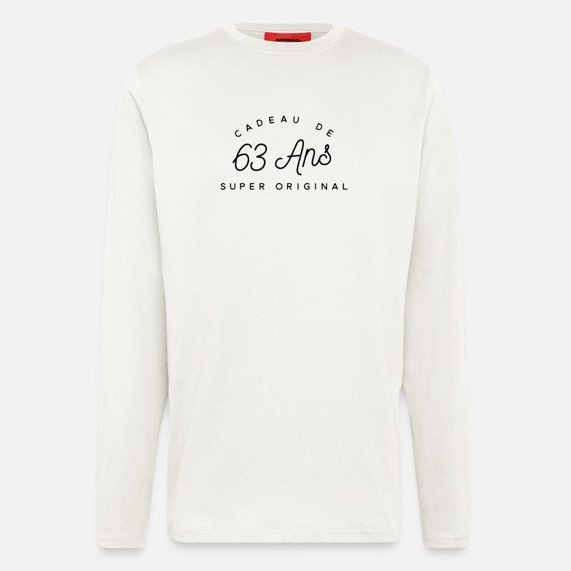 Cadeau 63 ans  - Manches longues bio décontracté fabriqué en UE - OFF WHITE