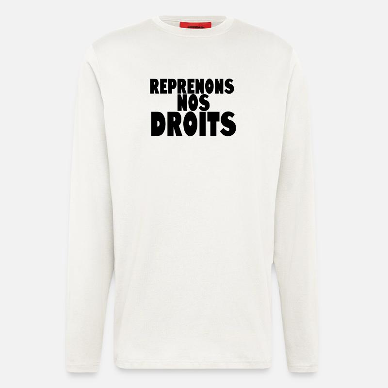 Reprenons nos doits manif - Manches longues bio décontracté fabriqué en UE - OFF WHITE