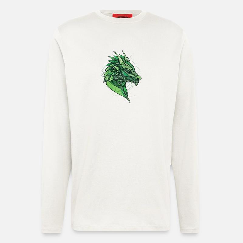 Stilisierter, geometrischer Drache - Langarmshirt - made by SPREAD  - OFF WHITE