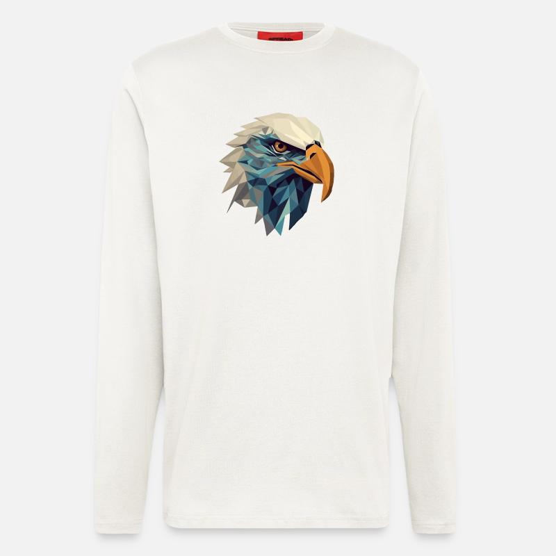 Stylized, geometric eagle - Longsleeve - made by SPREAD  - OFF WHITE