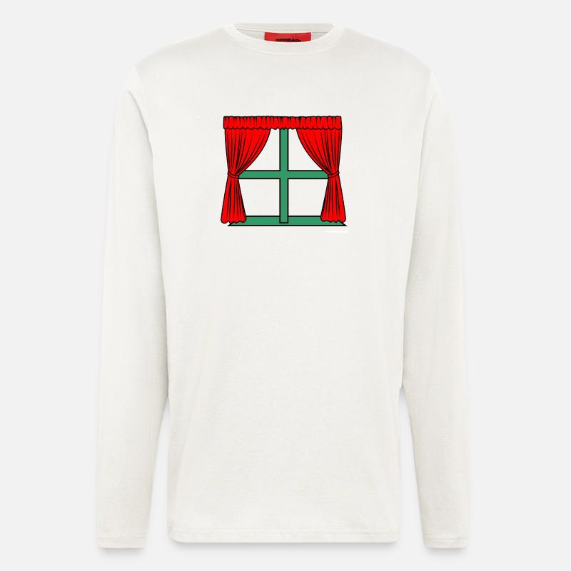 Red curtains green window frame - Longsleeve - made by SPREAD  - OFF WHITE