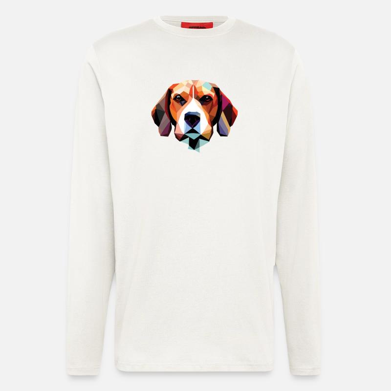 Beagle Hund Polygon - Langarmshirt - made by SPREAD  - OFF WHITE