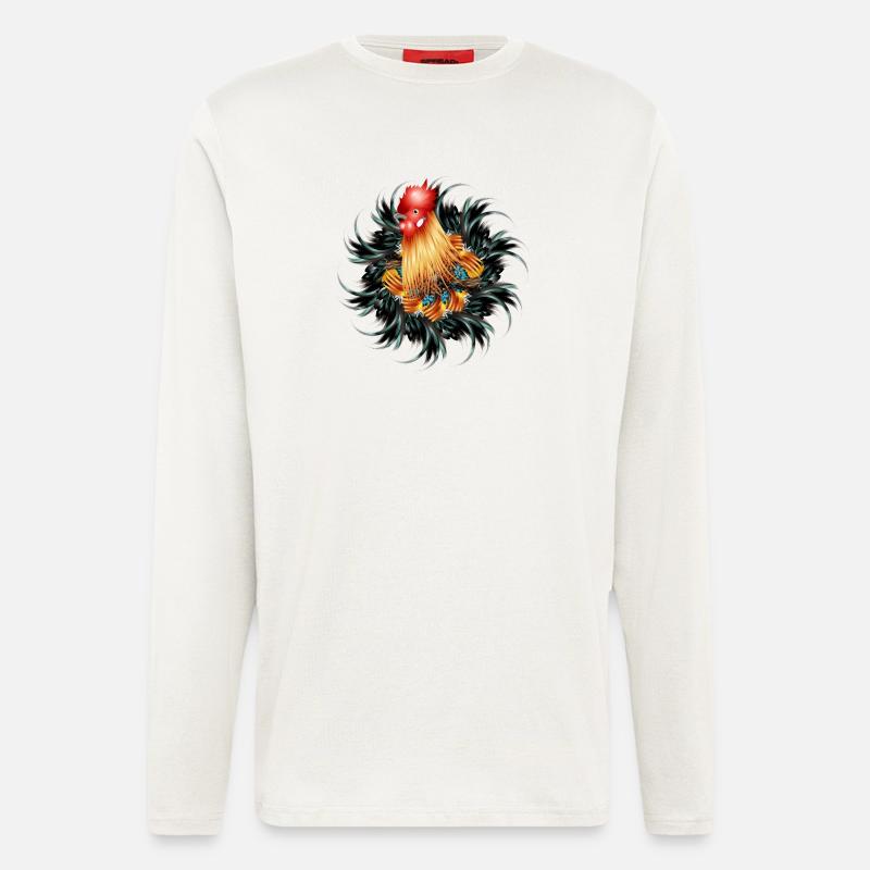 magnificent rooster in feather frame - Longsleeve - made by SPREAD  - OFF WHITE