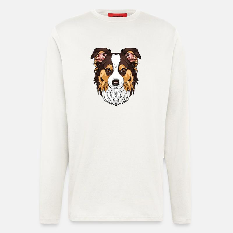 J’aime mon Border Collie - Manches longues bio décontracté fabriqué en UE - OFF WHITE