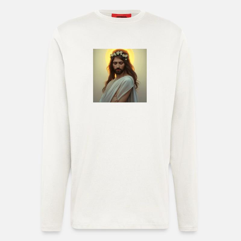 Himmlische Ruhe: Jesusfigur mit Kranz - Longsleeve - made by SPREAD  - OFF WHITE