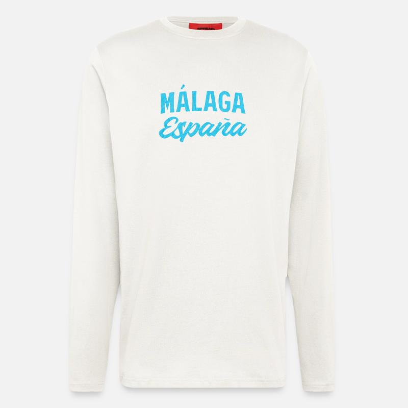 Málaga España Blaues Script-Design - Langarmshirt - made by SPREAD  - OFF WHITE