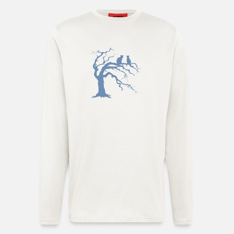 Dead tree with 2 cats silhouette - Longsleeve - made by SPREAD  - OFF WHITE