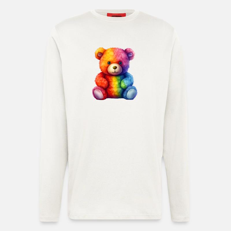 Rainbow Plush Bear Hug - Longsleeve - made by SPREAD  - OFF WHITE
