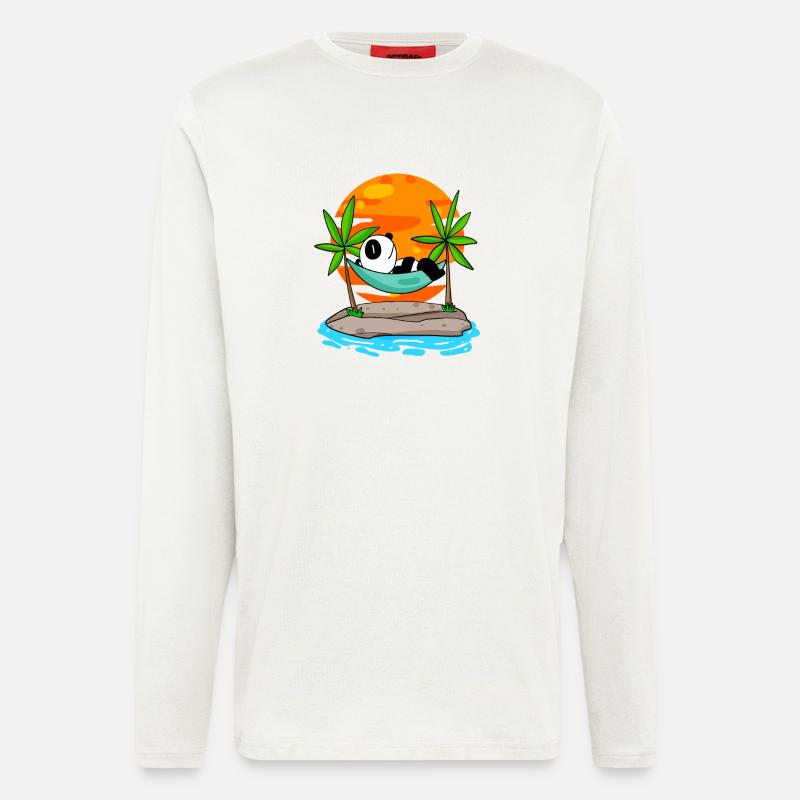 Panda am Strand - Langarmshirt - made by SPREAD - OFF WHITE