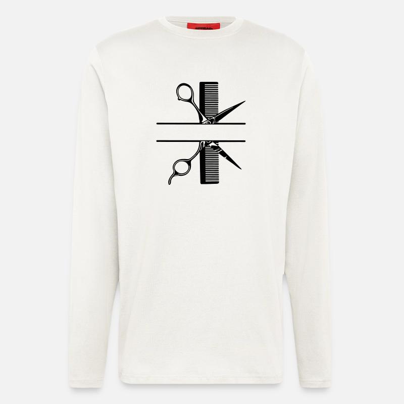 Scissors with comb text banner - Longsleeve - made by SPREAD - OFF WHITE