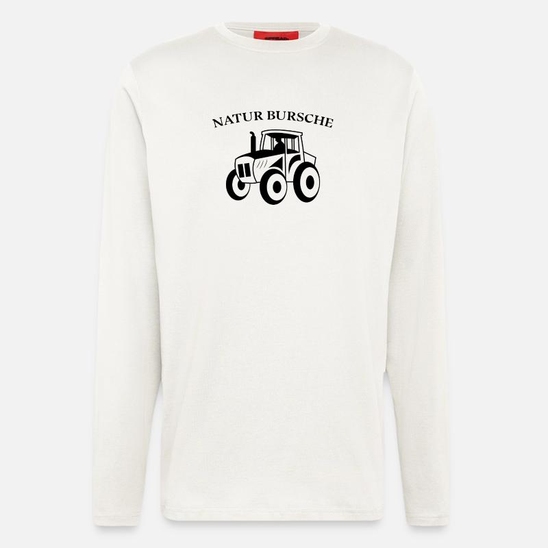 Traktor Statement Landleben Ackerbau Landwirt - Langarmshirt - made by SPREAD  - OFF WHITE