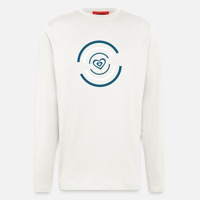 Coeur bleu Saint-Valentin - Manches longues bio décontracté fabriqué en UE - OFF WHITE