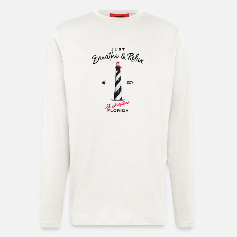 Florida, Leuchtturm St. Augustine - Langarmshirt - made by SPREAD  - OFF WHITE