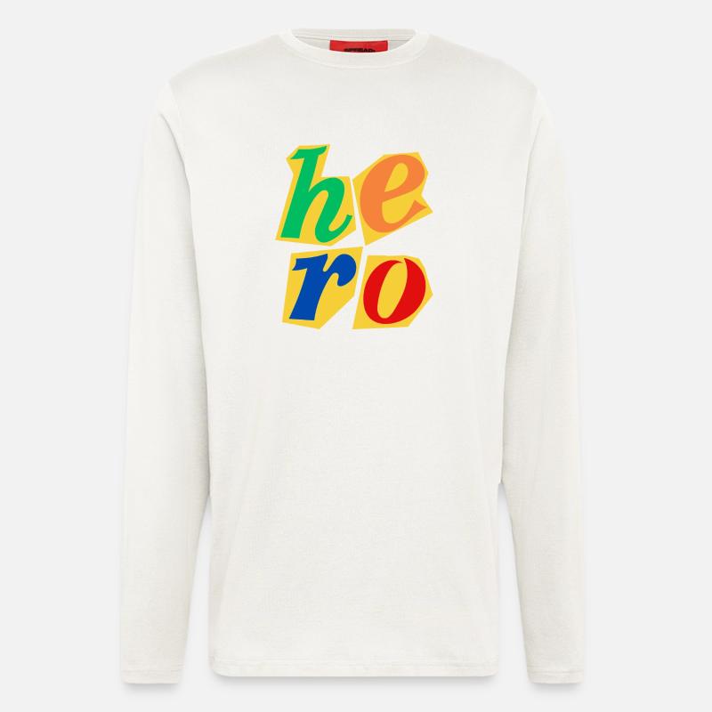 Conception de lettres majuscules Hero - Manches longues bio décontracté fabriqué en UE - OFF WHITE