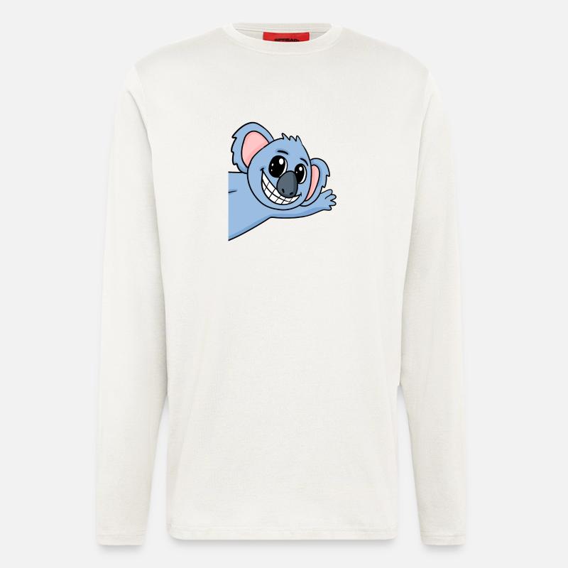 Koala Salutation Salutation Koala Bear - Manches longues bio décontracté fabriqué en UE - OFF WHITE