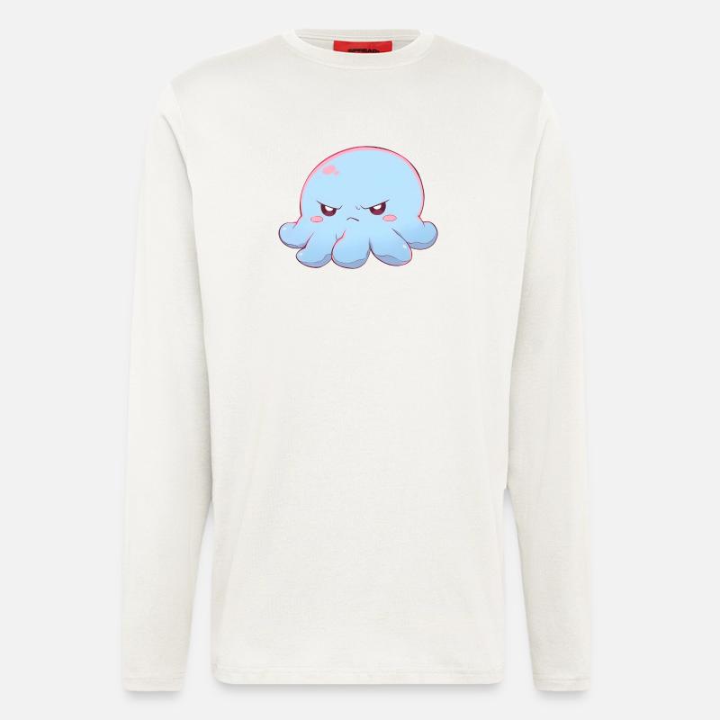 Blue grumpy octopus - Langarmshirt - made by SPREAD  - OFF WHITE