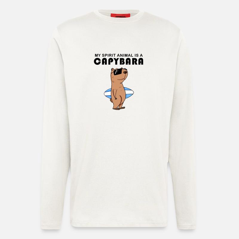 Capybara Wasserschwein Geschenk - Langarmshirt - made by SPREAD  - OFF WHITE