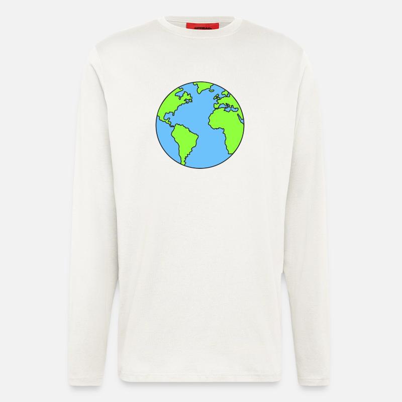 Planet Erde Erdkugel - Langarmshirt - made by SPREAD  - OFF WHITE