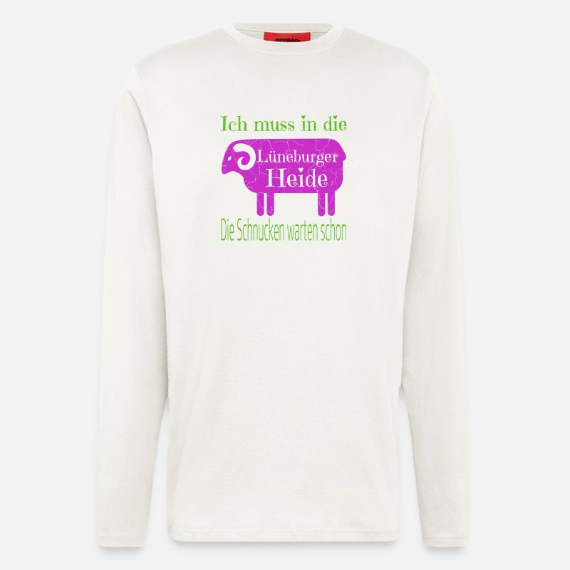 Lüneburger Heide Motiv mit Heidschnucke - Langarmshirt - made by SPREAD - OFF WHITE