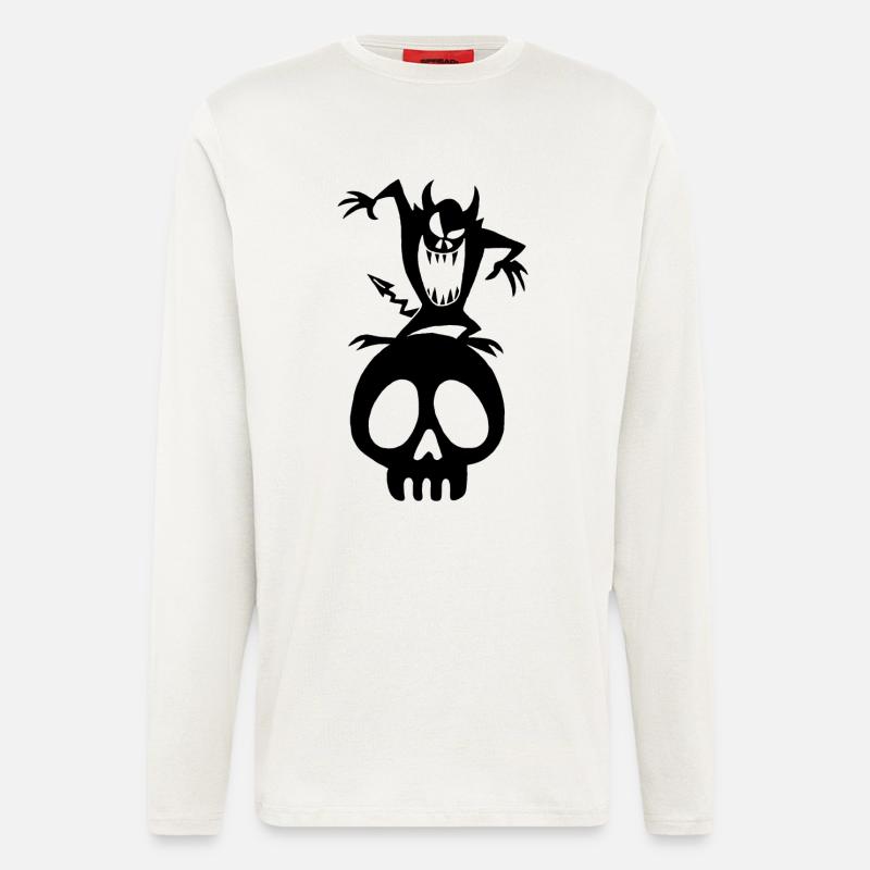 Schädel und schwarzer Dämon - Langarmshirt - made by SPREAD  - OFF WHITE