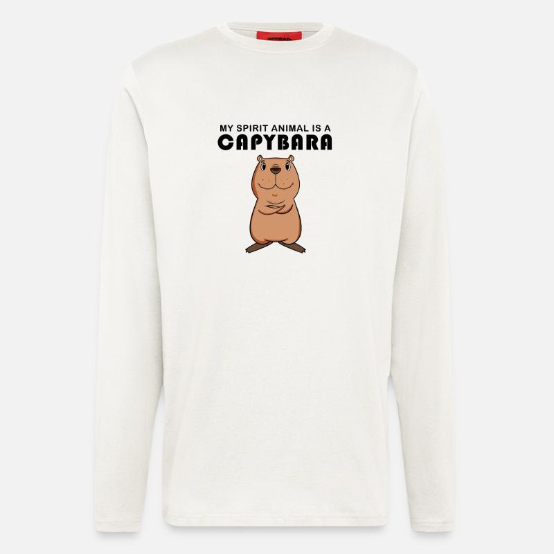 Capybara Capybara Cadeau - Manches longues bio décontracté fabriqué en UE - OFF WHITE