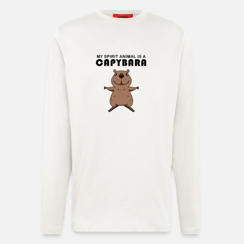 Capybara Capybara Cadeau - Manches longues bio décontracté fabriqué en UE - OFF WHITE