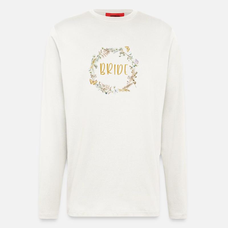 Team Bride! Boho Kranz, personalisierbar - Langarmshirt - made by SPREAD - OFF WHITE