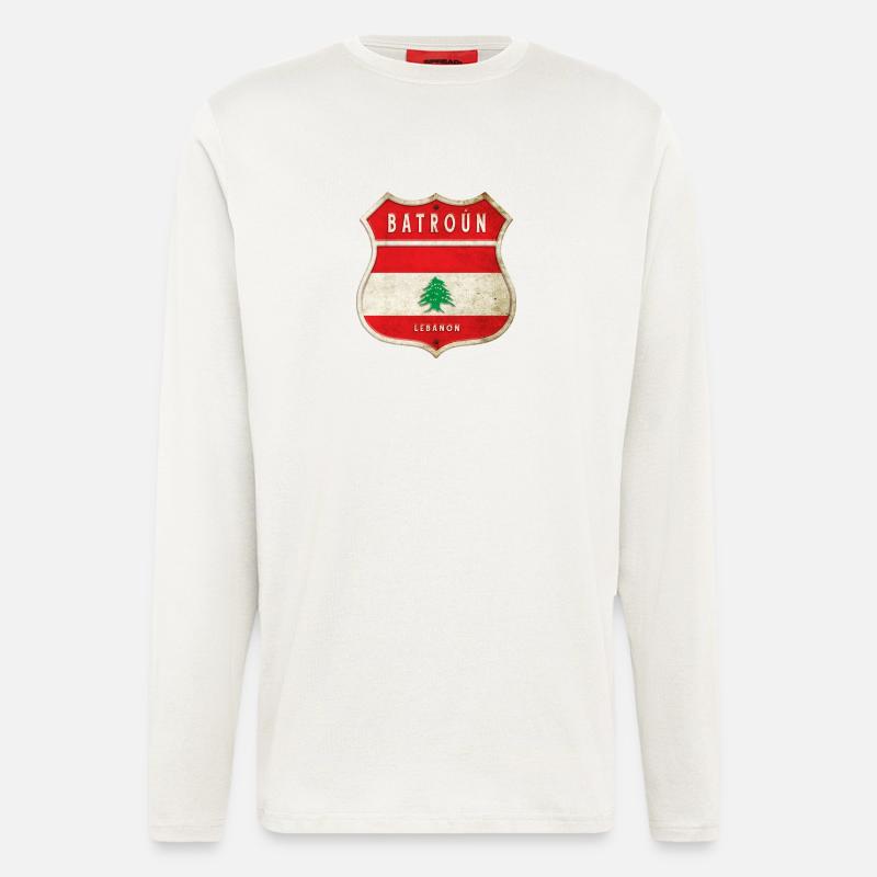 Batroun Libanon Wappen Flaggen Design - Langarmshirt - made by SPREAD  - OFF WHITE