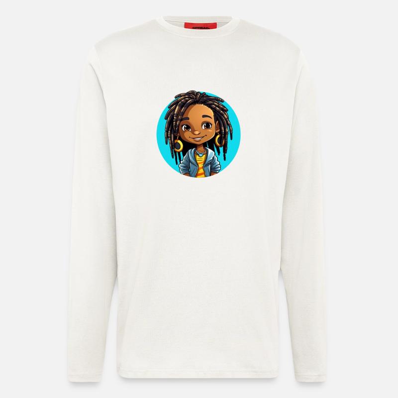 Lebensfrohe Dreadlocks Illustration - Langarmshirt - made by SPREAD  - OFF WHITE