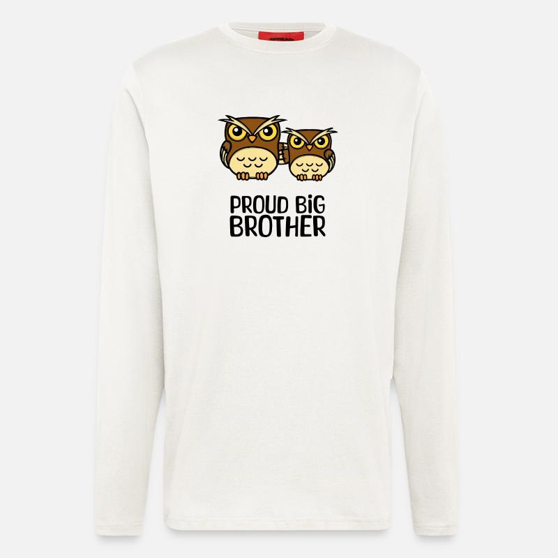 Eule Stolzer Großer Bruder Statement Bruderherz - Langarmshirt - made by SPREAD  - OFF WHITE