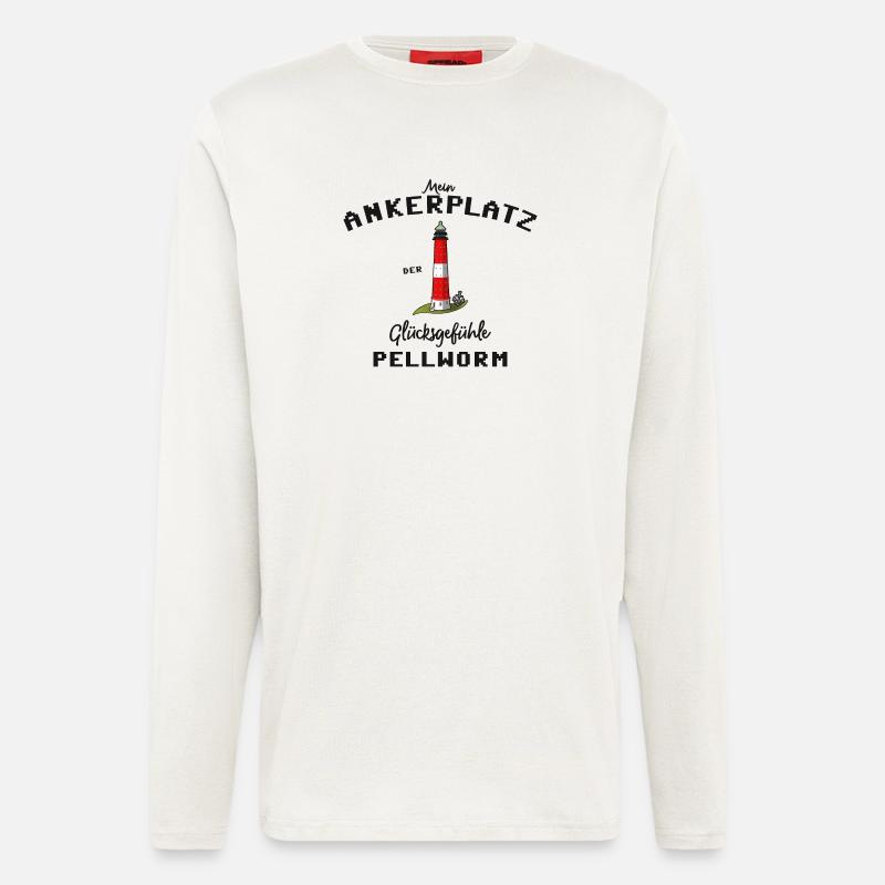 Pellworm, Ankerplatz Glücksgefühle, Leuchtturm - Langarmshirt - made by SPREAD  - OFF WHITE