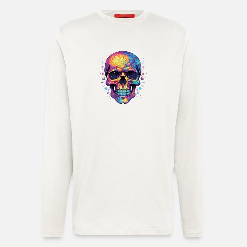 Psychedelisch Neon Schädel - Langarmshirt - made by SPREAD  - OFF WHITE