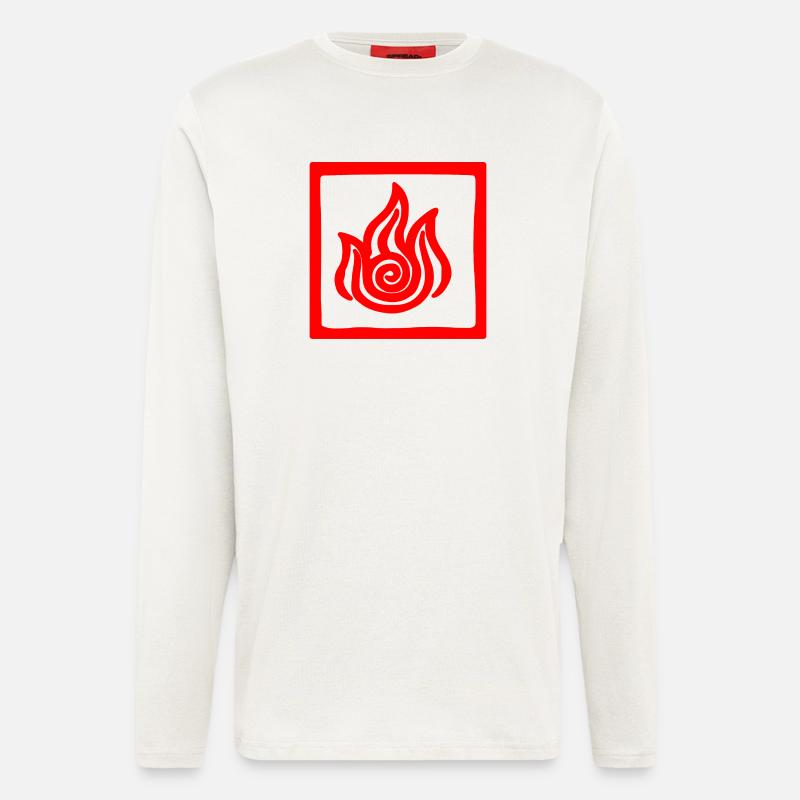 Symbol des Feuers im Quadrat - Langarmshirt - made by SPREAD - OFF WHITE