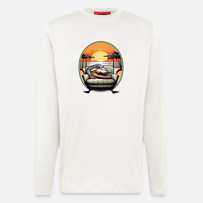 Alligator auf Sofa - Langarmshirt - made by SPREAD  - OFF WHITE