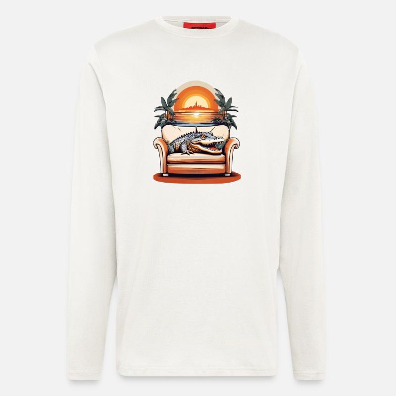 Alligator auf Sofa - Langarmshirt - made by SPREAD  - OFF WHITE
