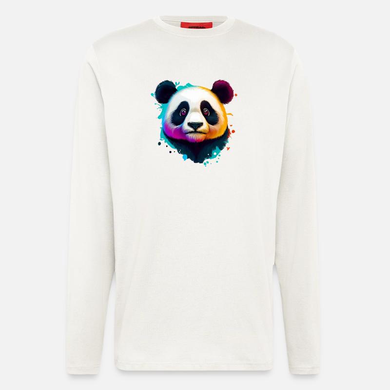 Panda - Manches longues bio décontracté fabriqué en UE - OFF WHITE