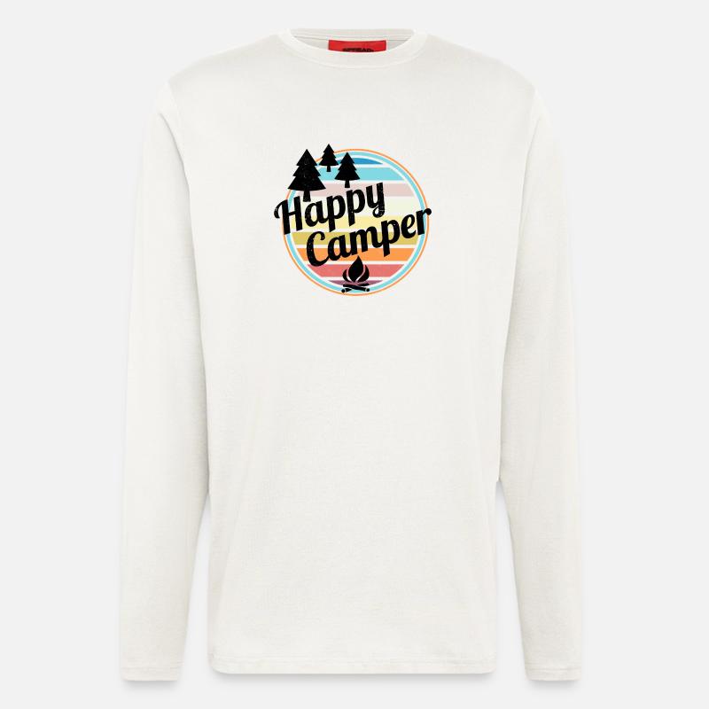 Happy Camper Retro Camping Design - Langarmshirt - made by SPREAD  - OFF WHITE