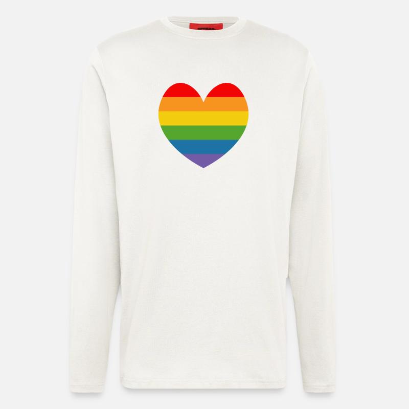 LGBT CSD TShirt Regenbogen HERZ - Langarmshirt - made by SPREAD  - OFF WHITE