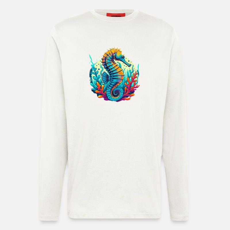 Seepferdchen - Langarmshirt - made by SPREAD  - OFF WHITE