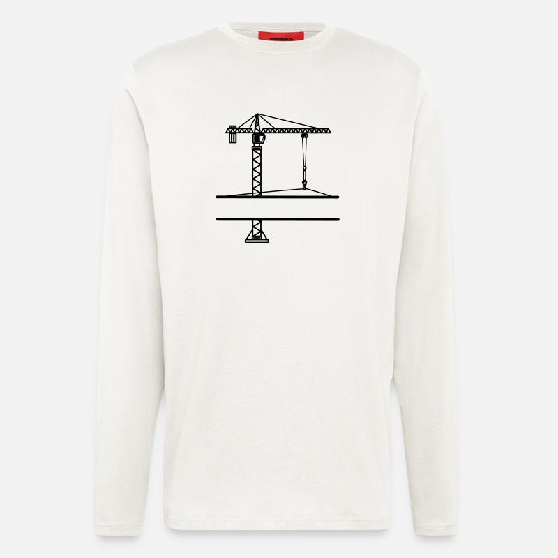Construction crane with banner - Longsleeve - made by SPREAD  - OFF WHITE