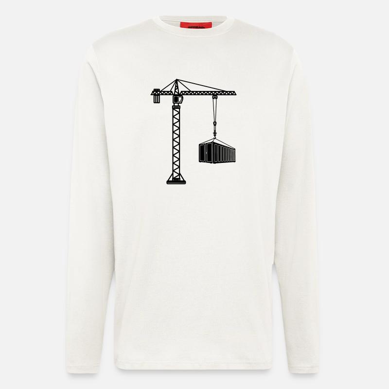 Construction crane with sea container - Longsleeve - made by SPREAD  - OFF WHITE