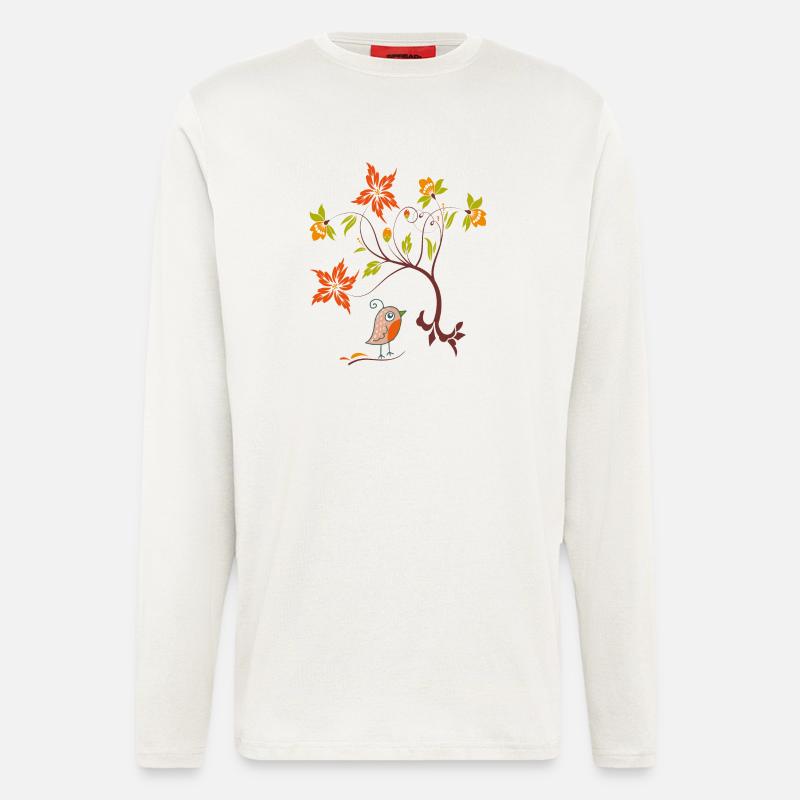 Blumenranke mit Vögelchen - Langarmshirt - made by SPREAD  - OFF WHITE